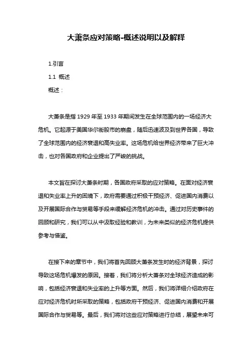 大萧条应对策略-概述说明以及解释