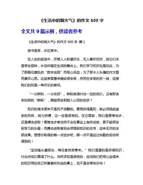 《生活中的烟火气》的作文600字