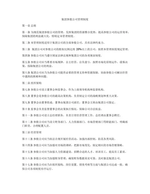集团参股公司管理制度