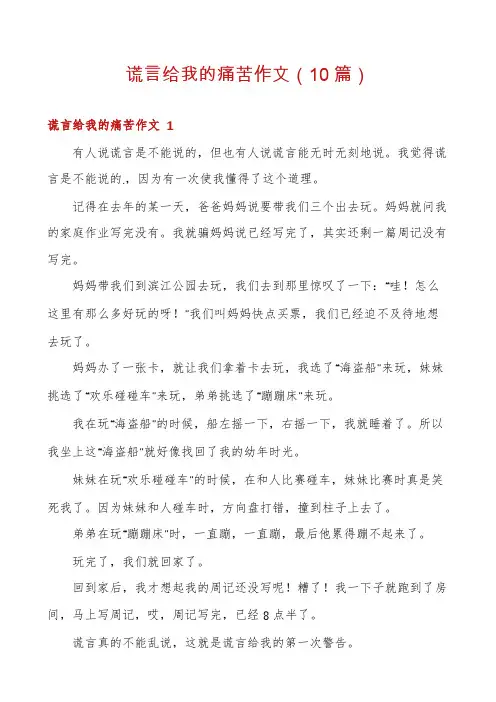 谎言给我的痛苦作文(10篇)