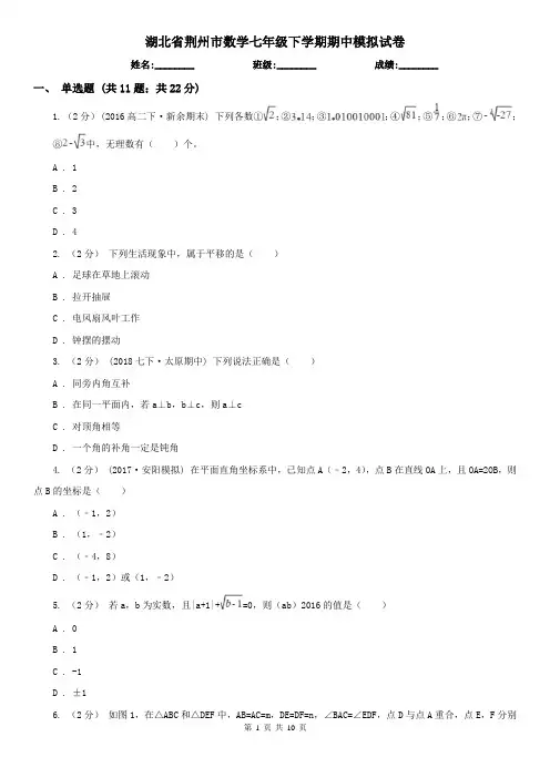 湖北省荆州市数学七年级下学期期中模拟试卷