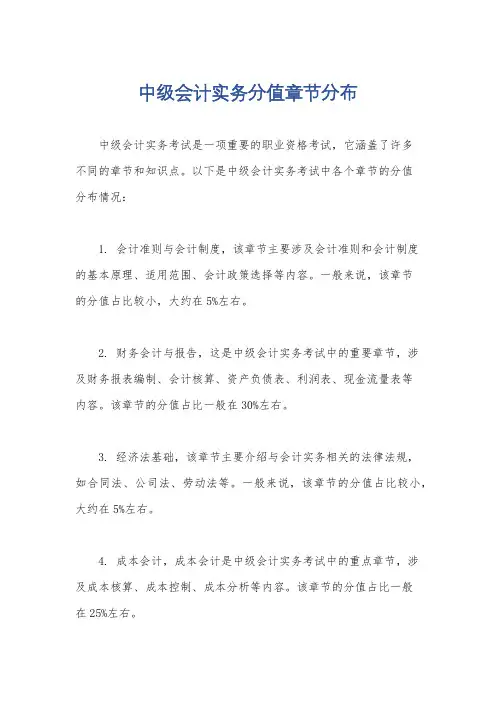 中级会计实务分值章节分布