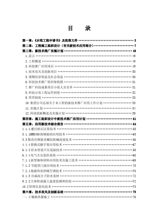 某项目省级建筑业新技术应用示范工程验收资料