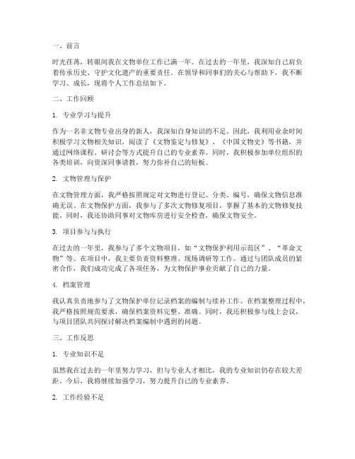 文物单位个人工作总结