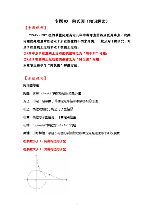 专题03  阿氏圆(知识解读)-备战2023年中考数学《重难点解读专项训练》