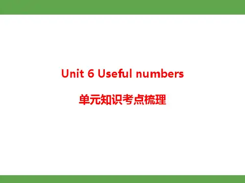 人教PEP英语(2024)三年级上册Unit 6 Useful numbers 考点梳理