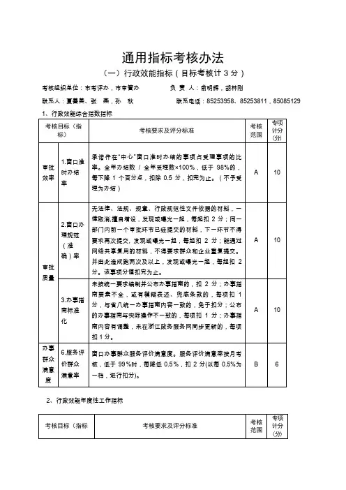 通用指标考核办法