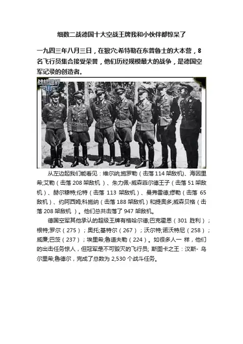 细数二战德国十大空战王牌我和小伙伴都惊呆了