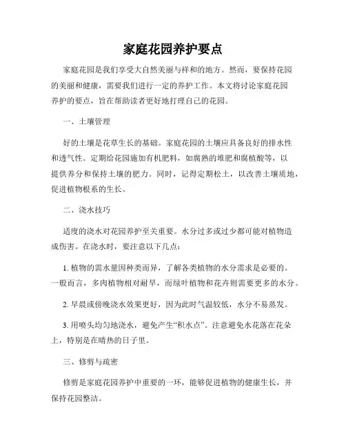 家庭花园养护要点