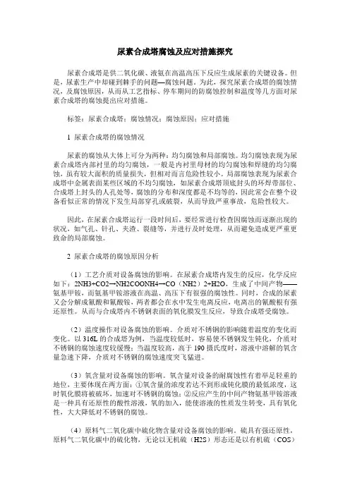 尿素合成塔腐蚀及应对措施探究