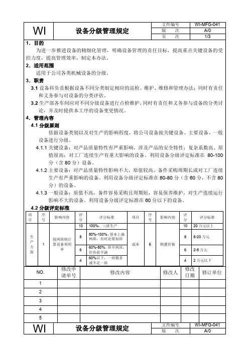 设备分级管理办法