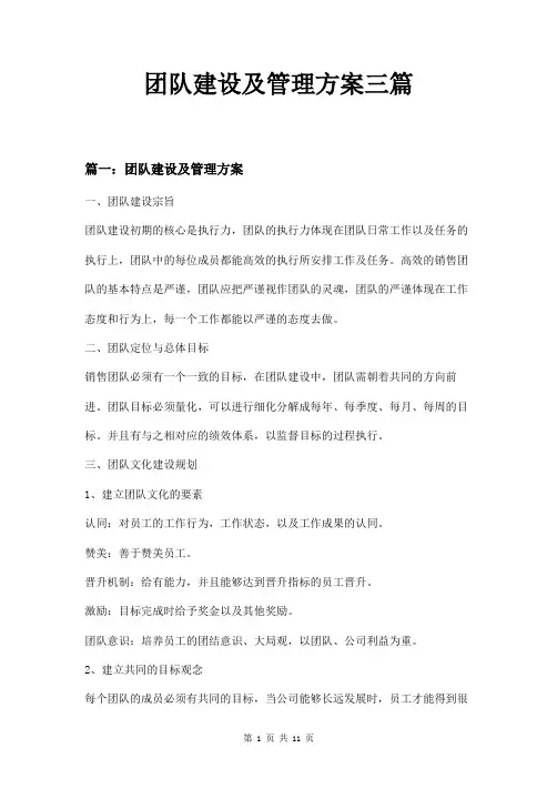 团队建设及管理方案三篇
