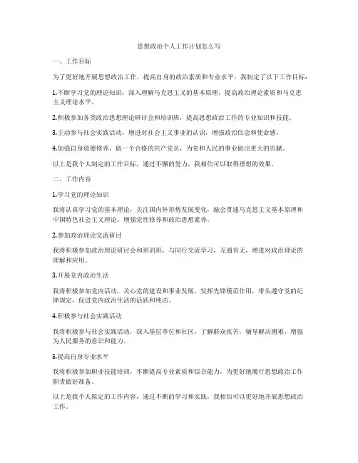 思想政治个人工作计划怎么写