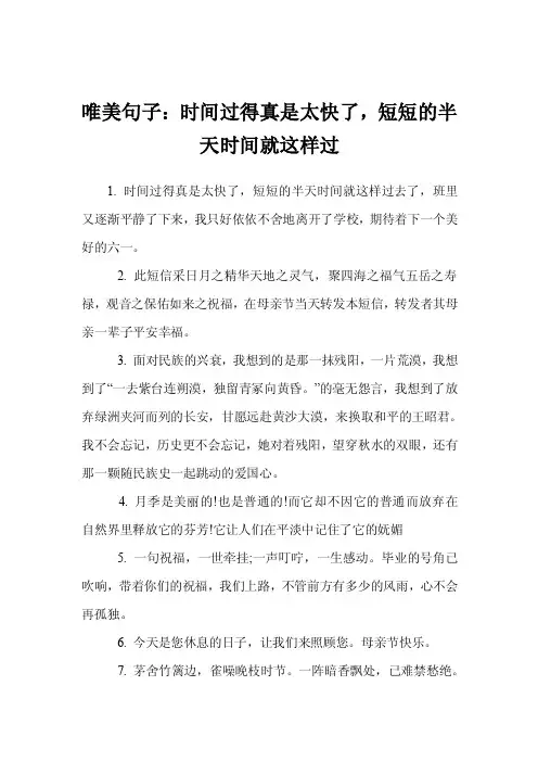 唯美句子：时间过得真是太快了，短短的半天时间就这样过