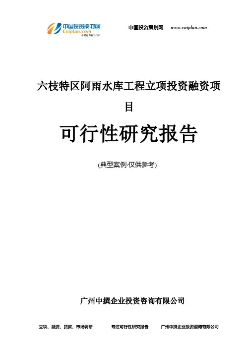 六枝特区阿雨水库工程融资投资立项项目可行性研究报告(非常详细)