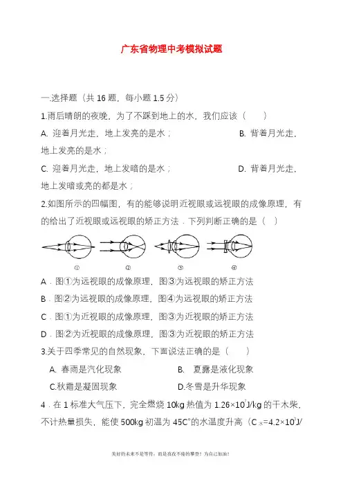 2020—2021年最新广东省深圳市中考物理模拟试题及答案解析一.docx