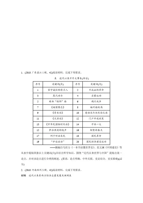 2019高考历史新高考(鲁津京琼)三轮冲刺提分练：压轴大题分型练 题型7 Word版含解析
