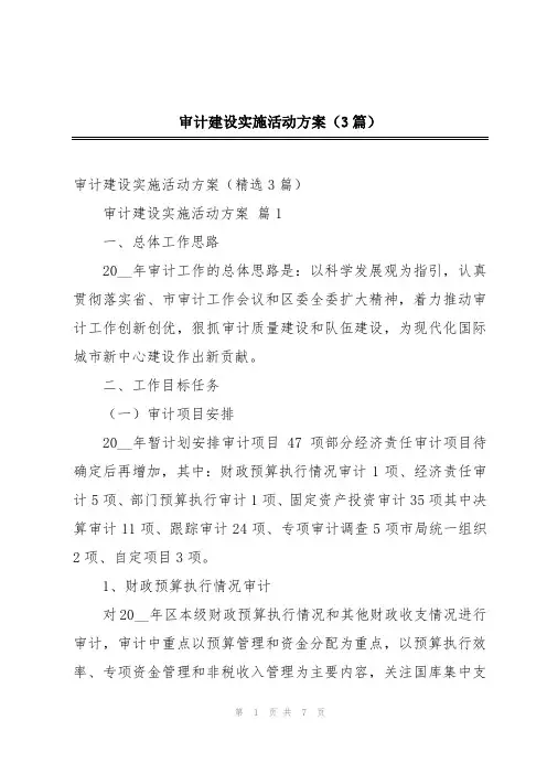 审计建设实施活动方案(3篇)