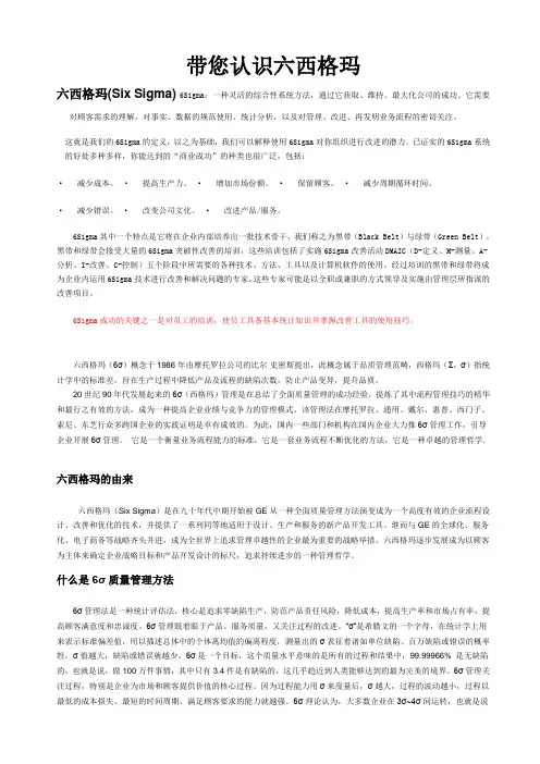 带您认识六西格玛WORD文档