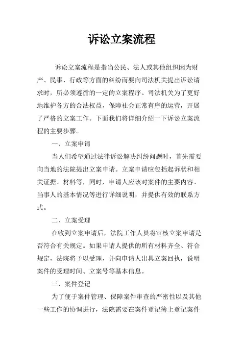 诉讼立案流程