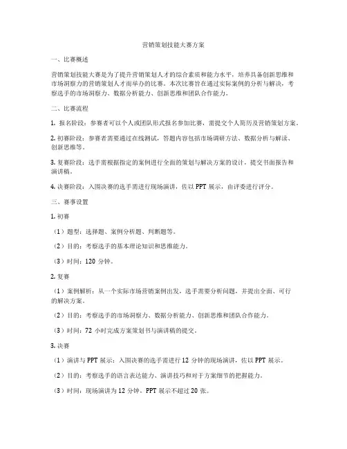 营销策划技能大赛方案