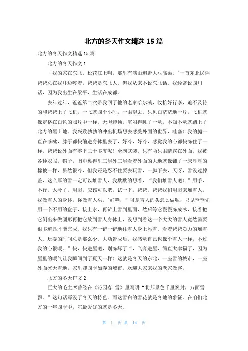 北方的冬天作文精选15篇