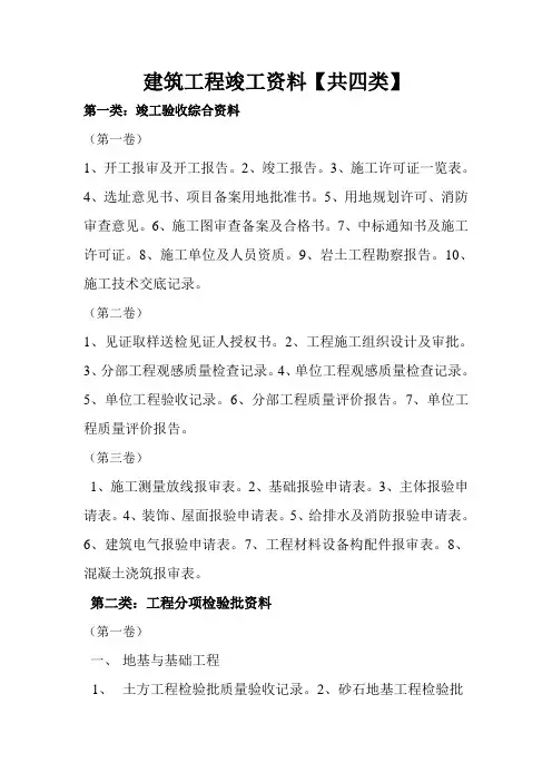 竣工需要的资料
