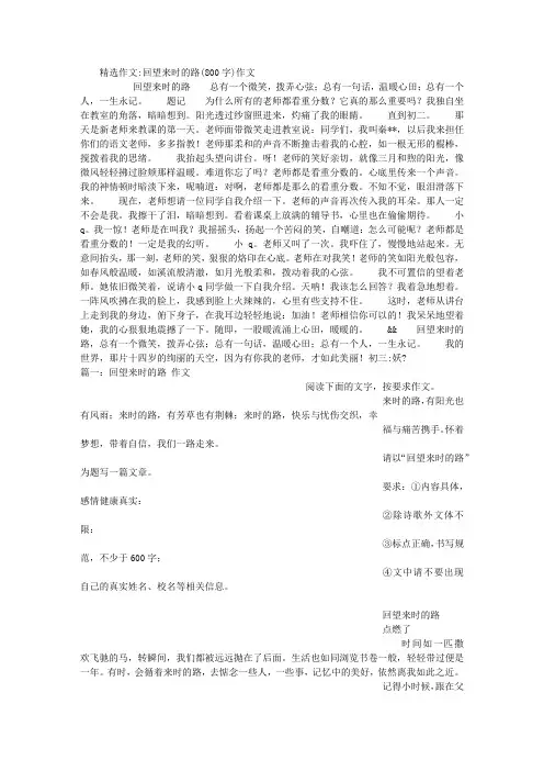 回望来时的路(800字)作文