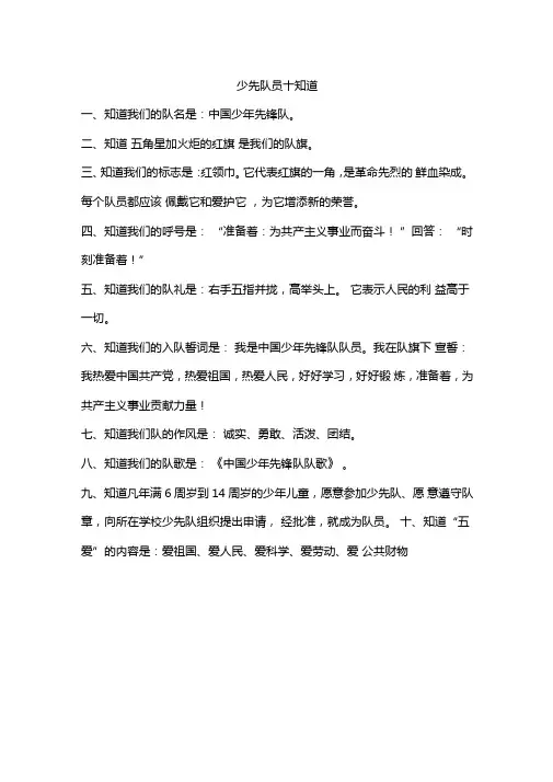 少先队员十知道