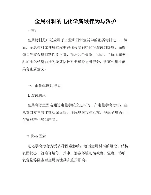 金属材料的电化学腐蚀行为与防护