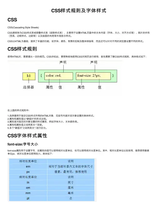 CSS样式规则及字体样式