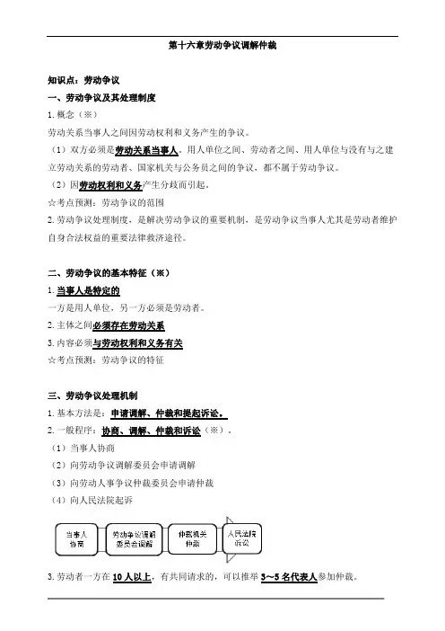 中级经济师人力-劳动争议调解仲裁知识点