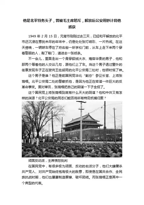 他是北平特务头子，曾被毛主席怒斥，解放后公安用妙计将他抓获
