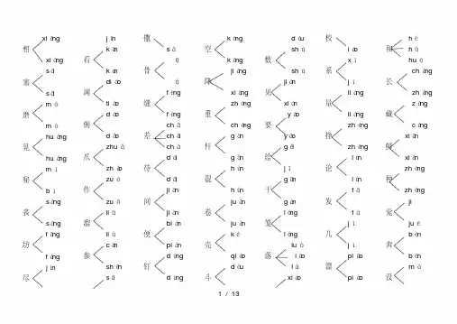人教版三年级语文下册多音字练习
