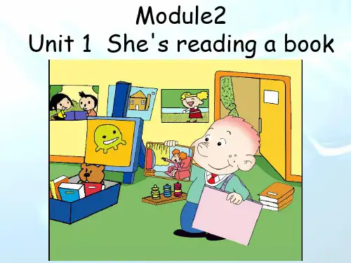 最新外研版四上Module2-Unit1-She's-reading-a-book-------------------(共24张PPT)