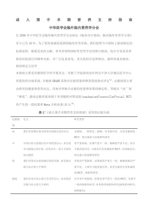 围术期患者营养支持指南