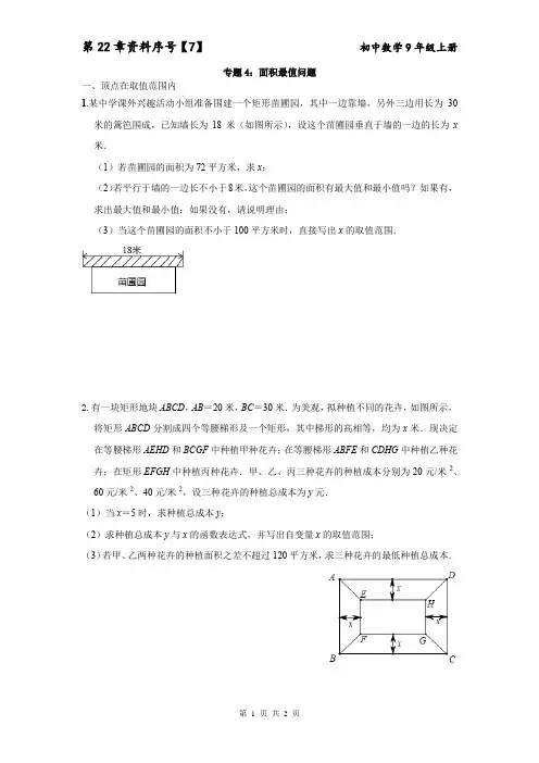专题4：面积最值问题