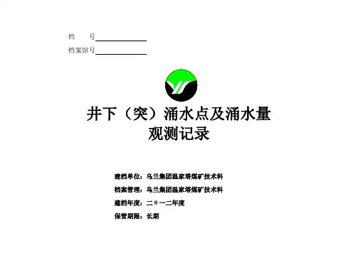 井下涌水点及涌水量观测记录(最新)