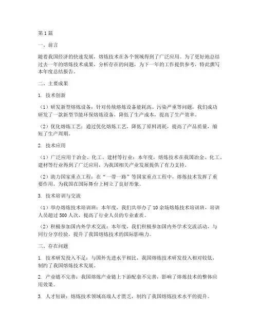 熔炼技术年度总结报告(3篇)