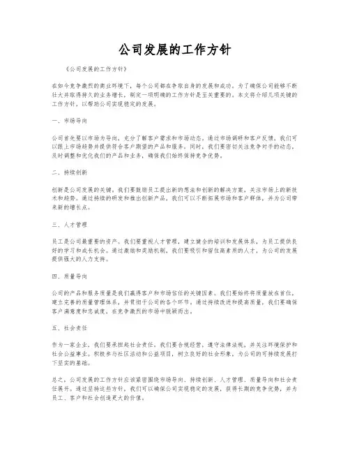 公司发展的工作方针