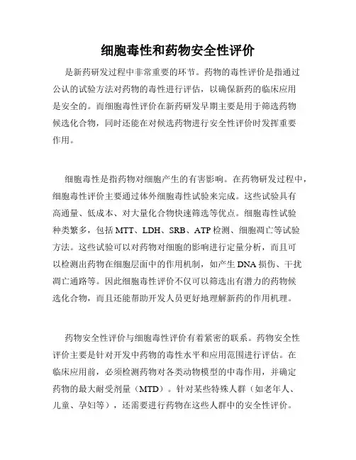 细胞毒性和药物安全性评价