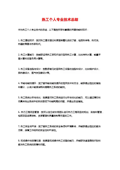 热工个人专业技术总结
