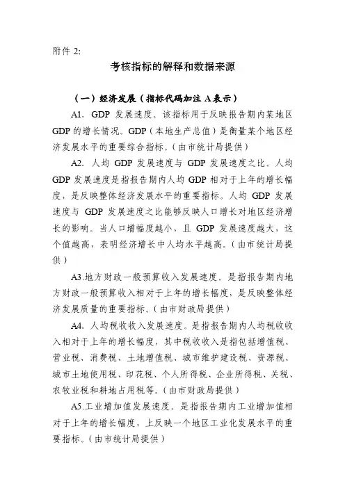 考核指标的解释和数据来源