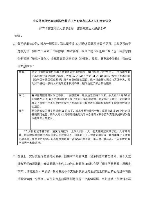 中国农业大学信电院809地理信息系统考研经验分享