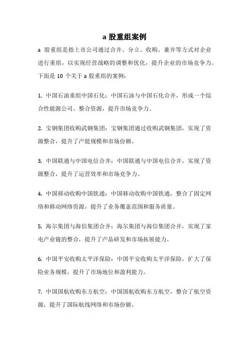 a股重组案例