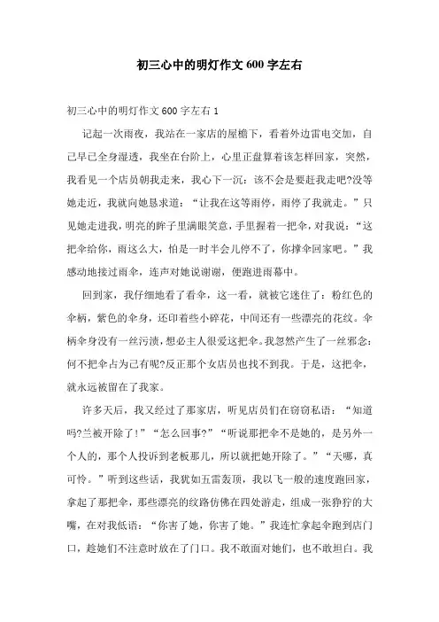 初三心中的明灯作文600字左右