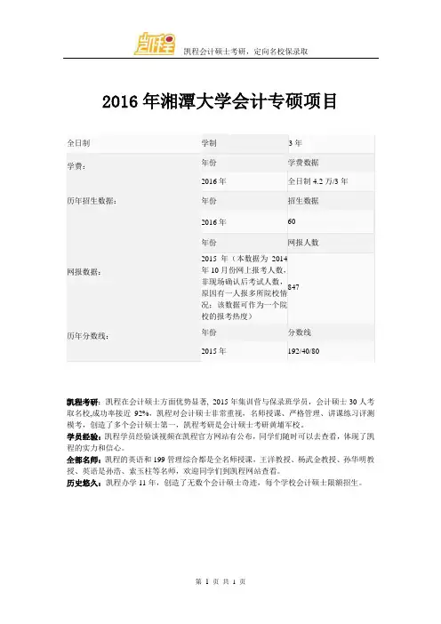 2016年湘潭大学会计专硕项目