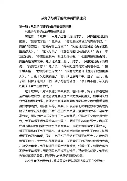从兔子与狮子的故事看团队建设