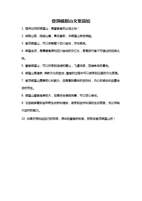 登顶峨眉山文案简短