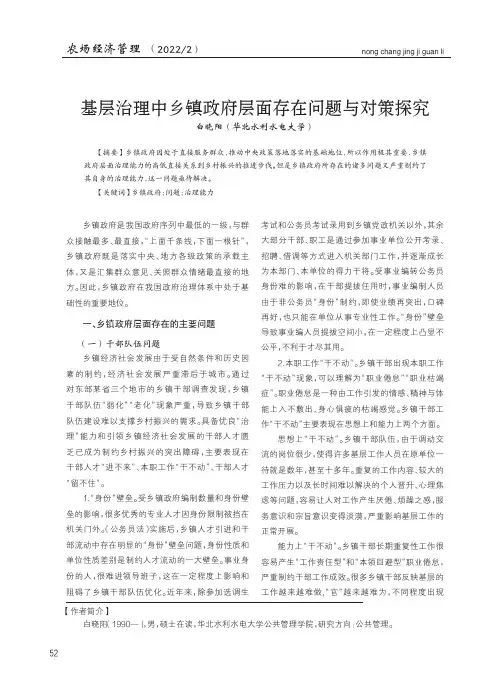 基层治理中乡镇政府层面存在问题与对策探究